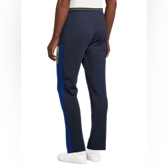 BOSS HUGO BOSS Side Striped Logo Pants Navy Blue/Yellow Size L NEW - Picture 3 of 5